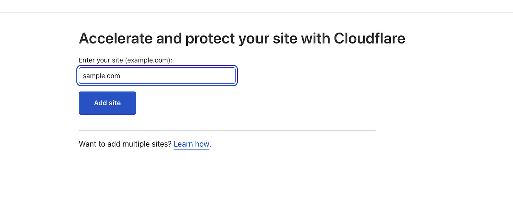 Cloudflare add site