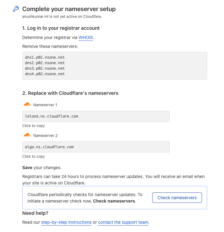 Cloudflare nameservers