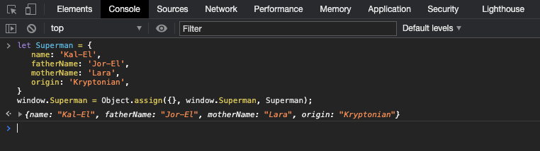 Console output