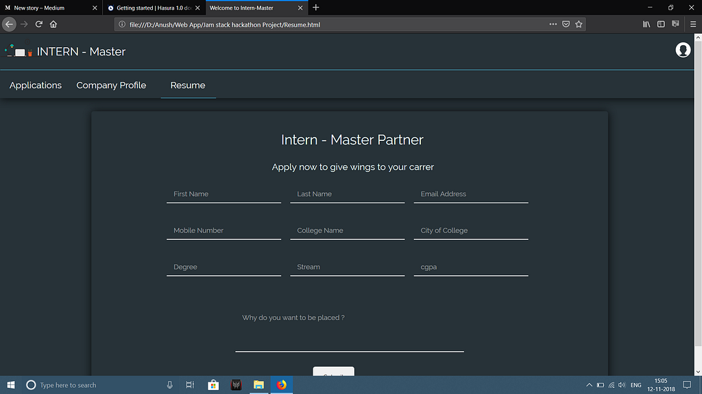 Resume upload